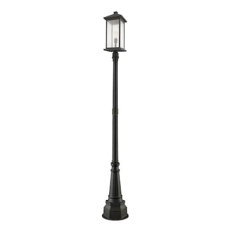 Z-Lite Portland 1 Light Outdoor Post Mounted Fixture, Oil Rubbed Bronze And Clear Seedy 531PHBXLR-564P-ORB